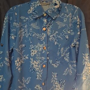 Blue Floral Button-Up Shirt